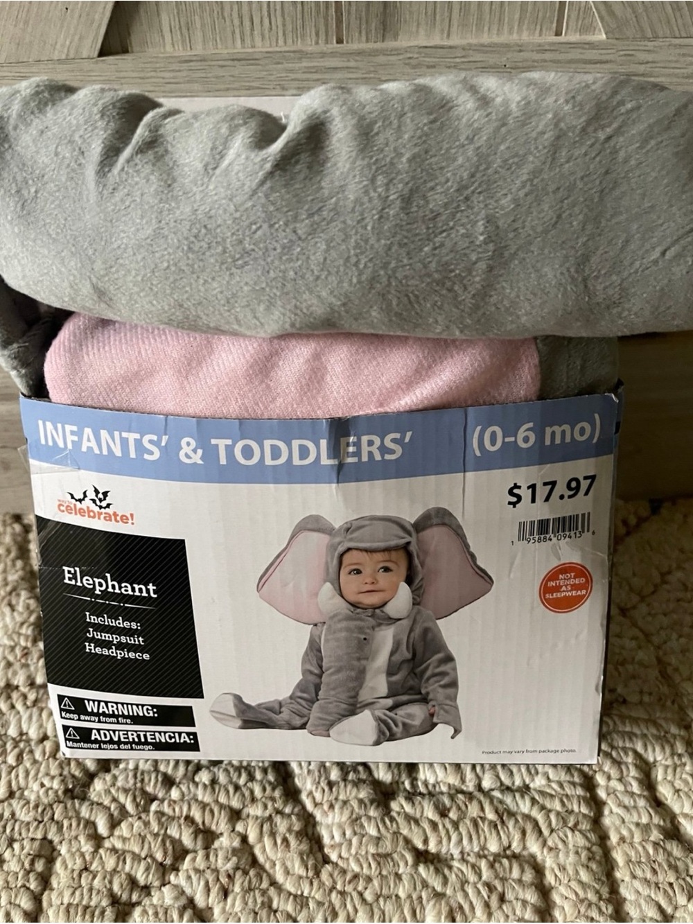 Celebrate! Infants' & Toddlers Elephant Costume (Gray) - 0-6 Months
